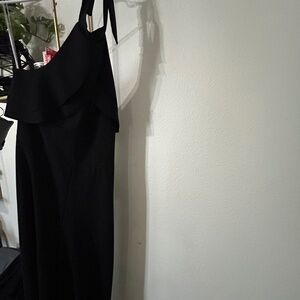 bebe black jumpsuit one shoulder